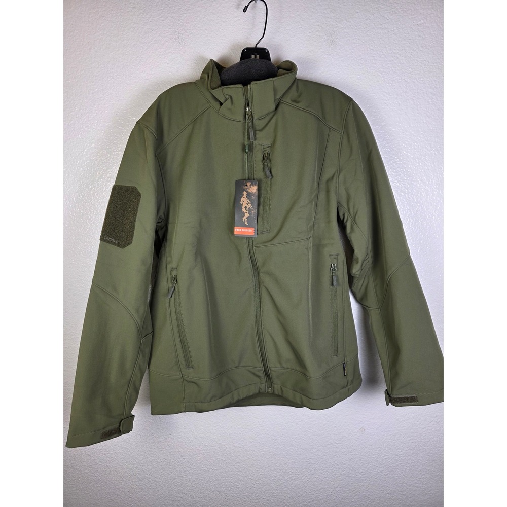 Free Soldier Mens Tactical Softshell Jacket Green Fleece‎ Lined Hooded M